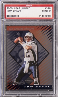 2000 Leaf Limited #378 Tom Brady Rookie Card (#027/350) - PSA MINT 9